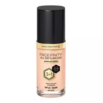Жидкая основа facefinity all day flawless 3 in 1 vegan foundation spf 20 Max Factor, цвет nr. n55 beige, 30 мл