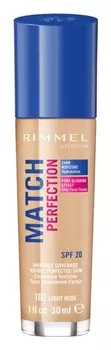 Жидкая основа SPF 20 Rimmel Match Perfection, оттенок 102 Light Nude 30 мл