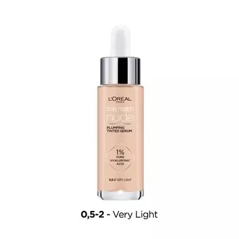 Жидкая основа true match nude plumping tinted serum LOral Paris, цвет nr. 0.5-2 very light, 30 мл