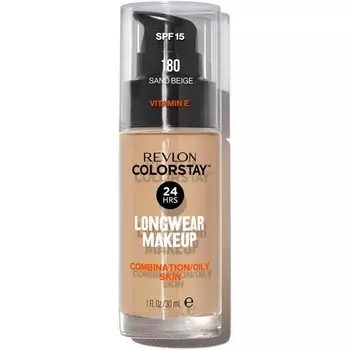 Жидкая тональная основа Revlon Colorstay для комбинированной и жирной кожи SPF15, от среднего до полного покрытия, 30 мл, матовая, песочно-бежевого цвета