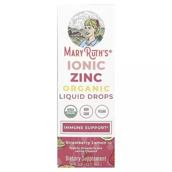 Жидкие капли с органическим ионным цинком, клубника и лимон, 4 жидких унции (120 мл) Maryruth'S