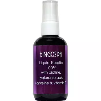 Жидкий кератин для волос с биотином, гиалуроновой кислотой, L-цистеином и витамином С, 100 мл Bingospa