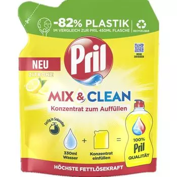 Жидкий концентрат для мытья посуды Mix & Clean с лимоном Pril, 120 ml