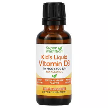Жидкий витамин D3 для детей Super Nutrition без спирта 400 МЕ, 30 мл