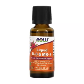 Жидкий витамин D3 и MK-7 NOW Foods, 30 мл