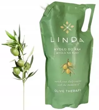 Жидкое кремовое мыло для рук Linda, сменный блок 1 л, масло Olive Therapy Lux Oil