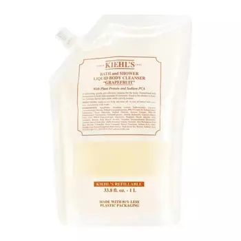 Жидкое очищающее средство для тела с грейпфрутом, нежное освежающее пенящееся средство для мытья тела, 33,8 жидких унций, 1 литр, сменный блок Kiehl's