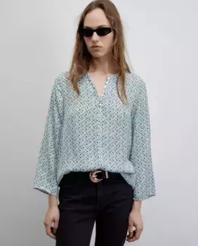 Жидкостная блузка с принтом Sfera, зеленый