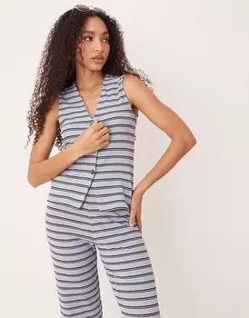 Жилет ASOS DESIGN в коричневую и синюю полоску
