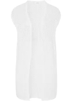 Жилет ажурной вязки с разрезами по бокам Bpc Bonprix Collection, белый