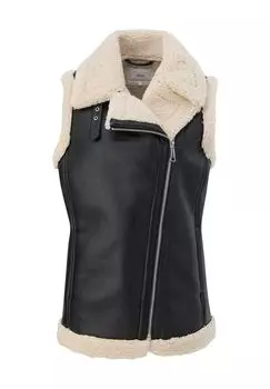 Жилет байкерский, искусственная кожа, асимметричный, женский s.Oliver, цвет Grey Black