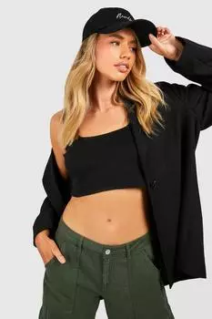 Жилет basic rib с широкими ремнями Boohoo, черный