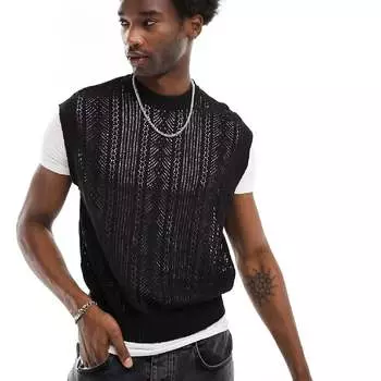 Жилет Bershka Crochet, черный
