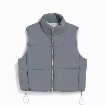 Жилет Bershka Lined Nylon Effect Puffer, серый