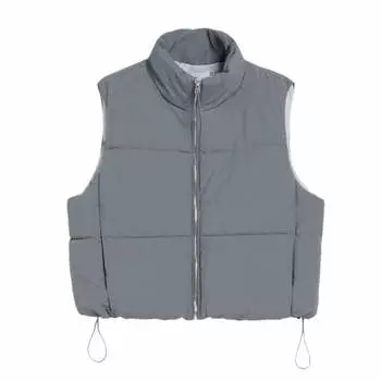 Жилет Bershka Lined Nylon Effect Puffer, серый