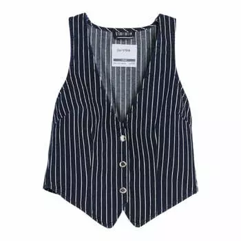 Жилет Bershka Pinstripe Denim, синий