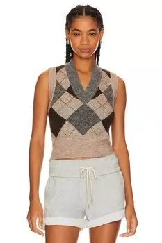 Жилет BEVERLY HILLS x REVOLVE Argyle, цвет Brown & Grey Multi