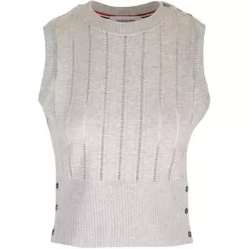 Жилет без рукавов с прямым подолом THOM BROWNE, светло-серый
