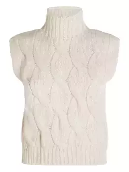 Жилет без рукавов с высоким воротом из трикотажного полотна Eleventy, нейтральный