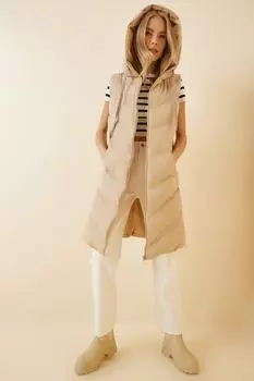 Жилет - Бежевый - Пуховик Happiness stanbul, бежевый