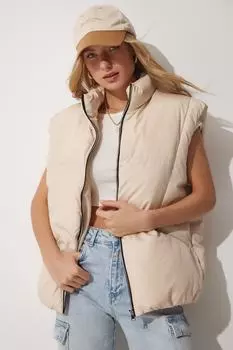 Жилет - Бежевый - Пуховик Happiness stanbul, бежевый