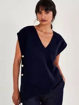 Жилет Billie Button с гербовой накидкой сбоку Monsoon, темно-синий