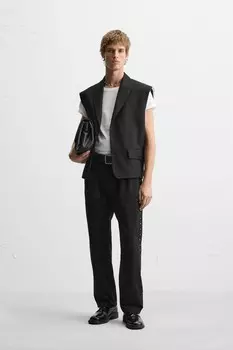 Жилет-блейзер с необычной отделкой ZARA, черный