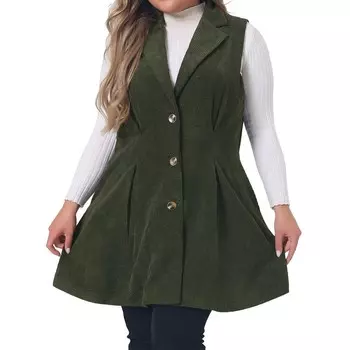 Жилет больших размеров для женщин, однобортный, повседневный, без рукавов, с карманами, верхняя одежда, длинный жилет, куртка Agnes Orinda, цвет Army Green