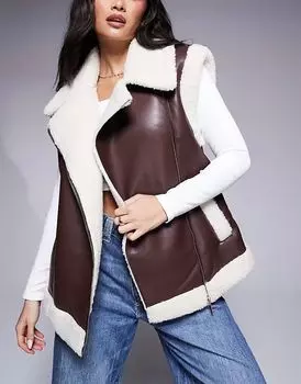 Жилет борг темно-коричневого цвета River Island