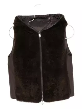 Жилет Brunello Cucinelli из искусственного меха с капюшоном, коричневый