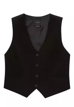 Жилет BUTTON PULL&BEAR, черный
