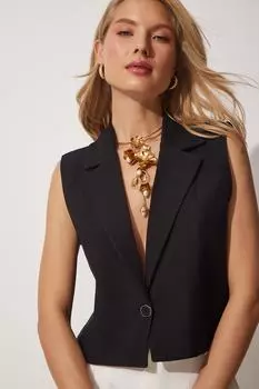 Жилет - Черный - Базовый Happiness stanbul, черный