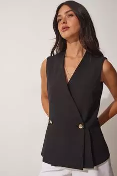 Жилет - Черный - Базовый Happiness stanbul, черный