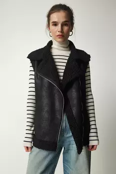 Жилет - Черный - Базовый Happiness stanbul, черный