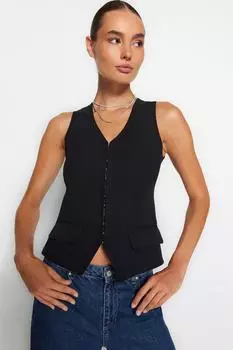 Жилет - Черный - Базовый Trendyol, черный