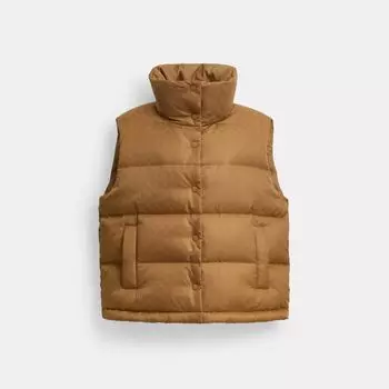 Жилет Coach Signature Jacquard Puffer Vest In Recycled Polyamide, цвет Chai