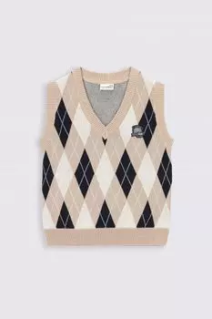 Жилет Coccodrillo Разноцветный ромбовидный узор без рукавов с V-образным вырезом