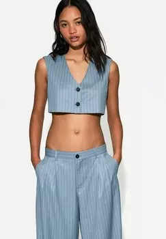 Жилет CROPPED Bershka, синий