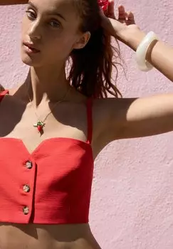 Жилет CROPPED BUTTONED Bershka, красный