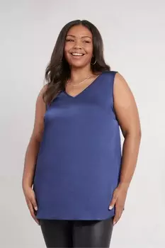 Жилет Curve из атласа с V образным вырезом Live Unlimited, синий