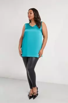 Жилет Curve из атласа с V образным вырезом Live Unlimited, зеленый