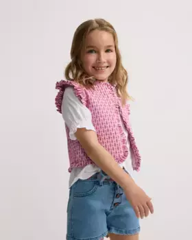 Жилет для девочки двусторонний розовый принт Silbon, цвет Rosa