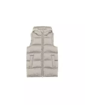 Жилет для девочки с капюшоном и передними карманами Ecoalf, светло-серый