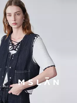 Жилет джинсовый MSlan, темно-синий