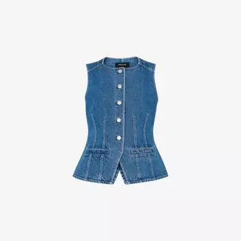 Жилет джинсовый Whistles с круглым вырезом, синий