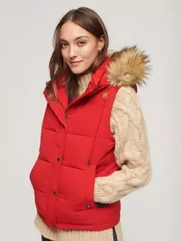 Жилет Everest с капюшоном из искусственного меха Superdry, университетский красный