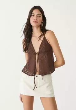 Жилет FLOWING OPEN Stradivarius, темно-коричневый