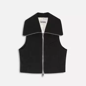 Жилет Ganni Bonded Crepe Zip Vest, черный