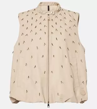 Жилет Gruilly из хлопковой смеси с бисером Moncler, 268 Beige