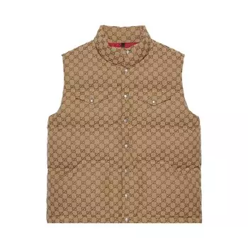Жилет Gucci x The North Face Down, цвет Бежевый/Черное дерево